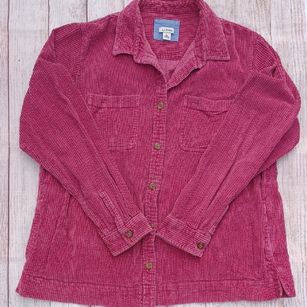 L.L Bean Corduroy Shirt. Pink. Woman's Large Regular.